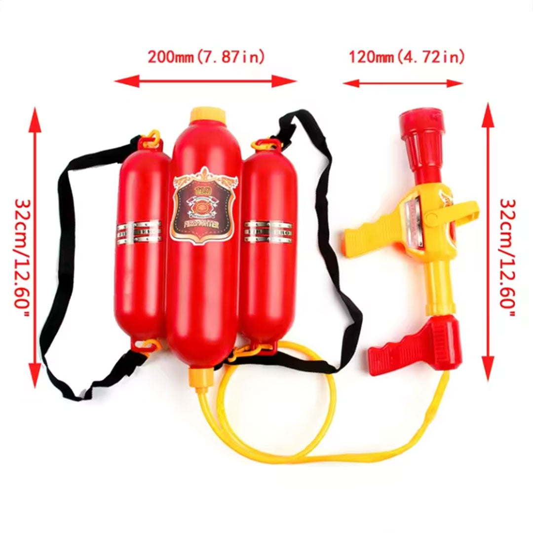 Wasserpistole groß Feuerwehrmann-Rucksack